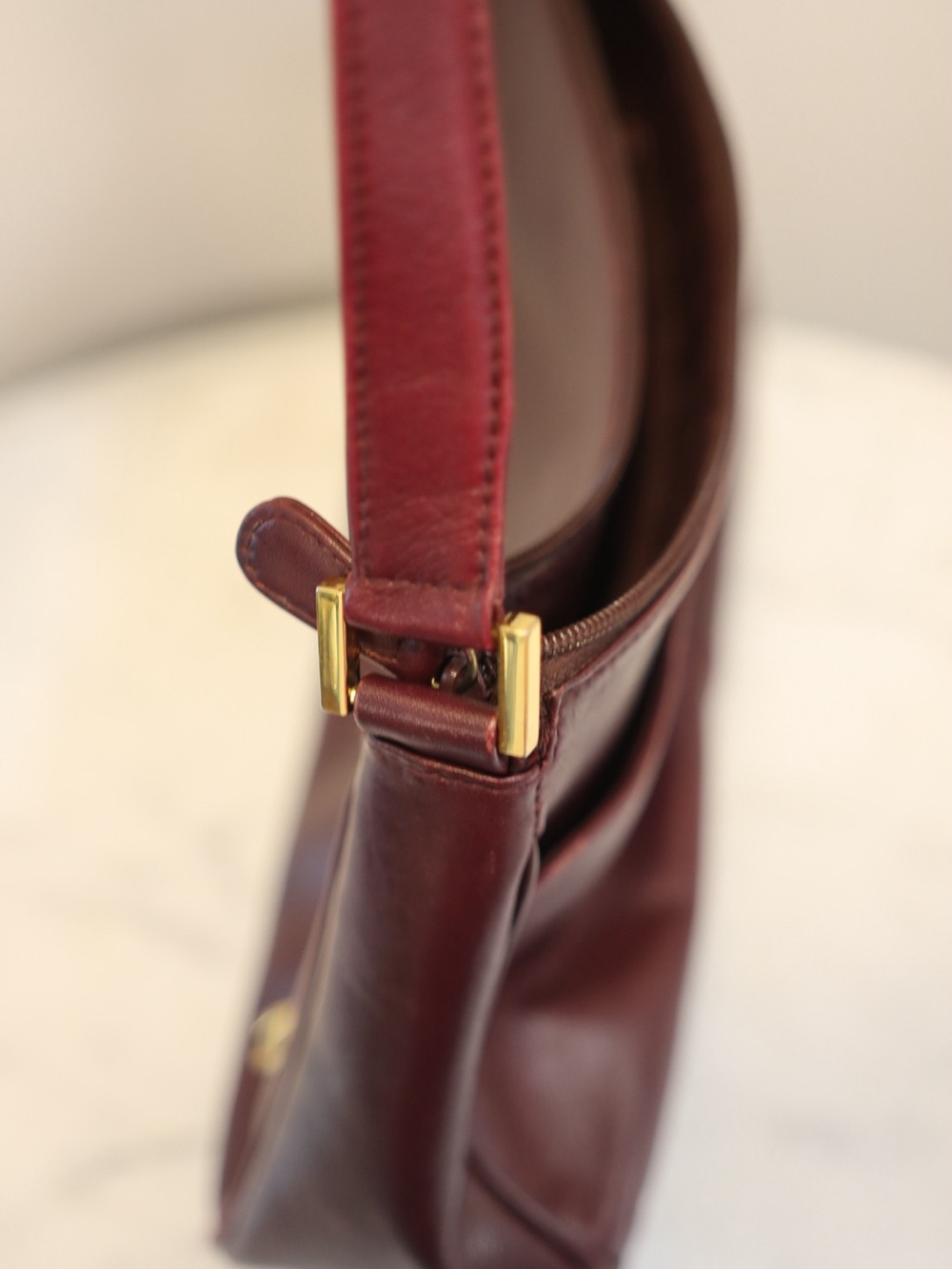 Etienne Aigner Oxblood Leather Shoulder Bag with Gold Hardware - Picture 9 of 9